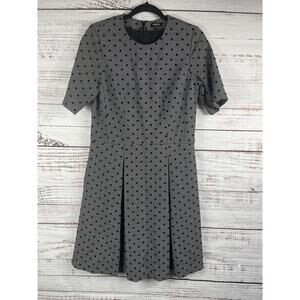 Worth New York Dress Women's 8 Blk White Polka Dot Short Sleeve Pockets Classic